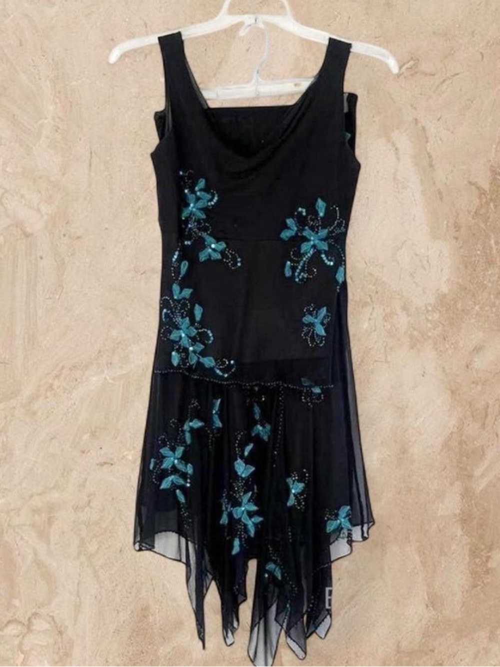 Vintage Y2K Mix It Fairy Beaded Silk Blue Butterfly Tank and Skirt Set